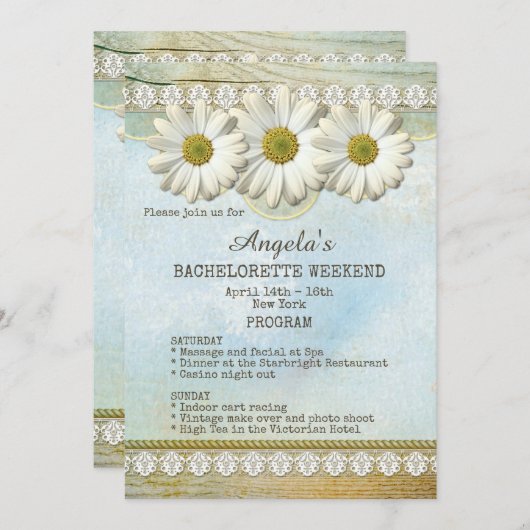 Bachelorette Weekend Program Sjabloon Invitation Kaart (Voorkant / Achterkant)