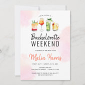 Bachelorette Weekend Reisplan Cocktail Drankjes Kaart (Voorkant)