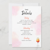 Bachelorette Weekend Reisplan Cocktail Drankjes Kaart (Achterkant)