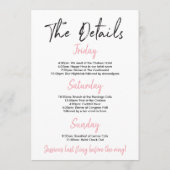 Bachelorette Weekend Route Roze en Goud Programma (Achterkant)