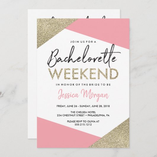Bachelorette Weekend Route Roze en Goud Programma (Voorkant / Achterkant)