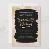 Bachelorette Weekend Uitnodiging Roze Goud Glitter (Voorkant)