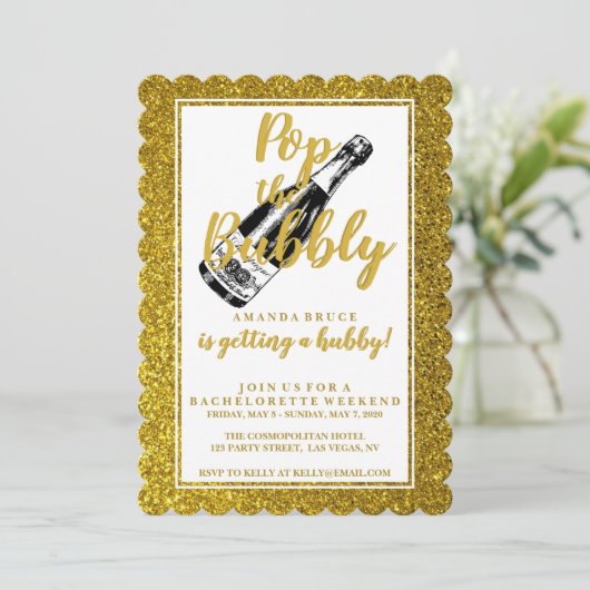 Bachelorette-weekendprogramma Goud Glitter Kaart (Staand voorkant)