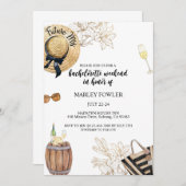 Bachelorette, wijn bachelorette, weekendprogramma save the date (Voorkant / Achterkant)