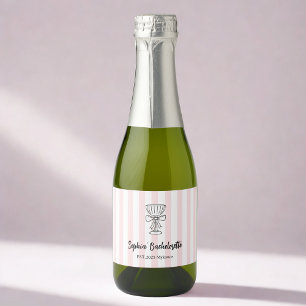 Bachelorette Wine Label roze streep Sparkling Wijnetiket