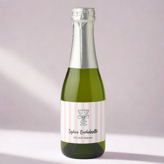 Bachelorette Wine Label | roze streep Sparkling Wijnetiket