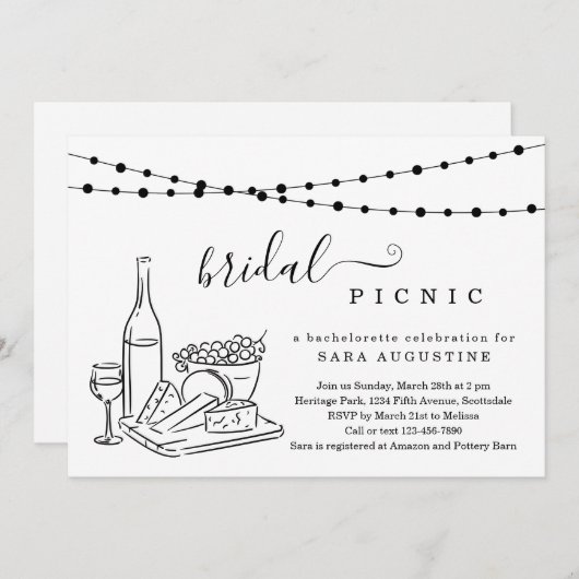 Bachelorette Wine Tasting and Cheese Board Party I Kaart (Voorkant / Achterkant)