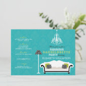 Bachelorette Zebra Decor Invitation (aqua) (Debout devant)