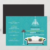 Bachelorette Zebra Decor Invitation (aqua) (Devant / Derrière)