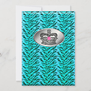 Bachelorette Zebra Jewelry Crown Party Invite PB Kaart