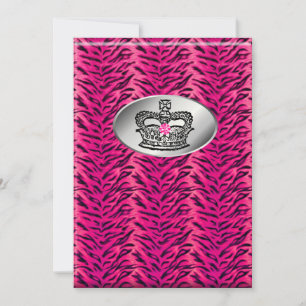 Bachelorette Zebra Jewelry Crown Party nodigt roze Kaart