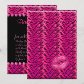 Bachelorette Zebra Jewelry Lips Invitation rose (Devant / Derrière)