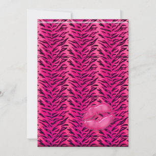 Bachelorette Zebra Jewelry Lips Party nodigt roze  Kaart