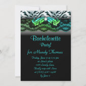 Bachelorette Zebra Lace Party Invitation Blue Gree (Dos)