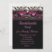 Bachelorette Zebra Lace Party Invitation rose 2 (Dos)