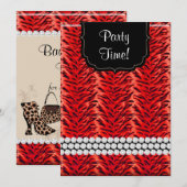 Bachelorette Zebra Purse Party Invitation Rouge (Devant / Derrière)