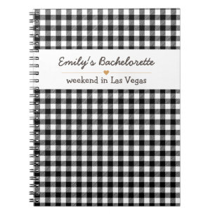 Bachelorette Zwarte Gingham Patroon Notitieboek