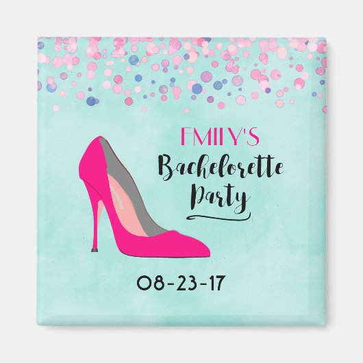 Bacheloretteparty met roze stiletto-hak magneet (Voorkant)