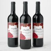 Bacheloretteparty rode witte jurk bloemen wijn etiket (Flessen)