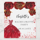 Bacheloretteparty rode witte jurk bloemen wijn etiket (Enkel label)