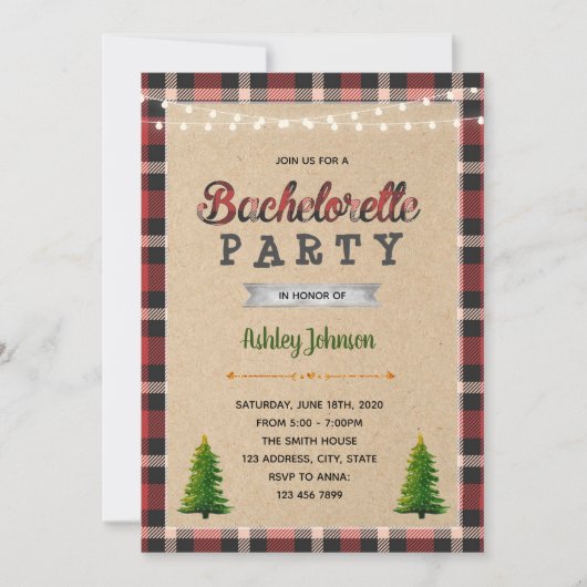 Bachelortie Lumberjack invitation (Devant)