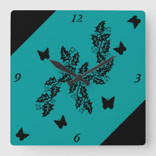 Back Butterfly on green Vierkante Klok