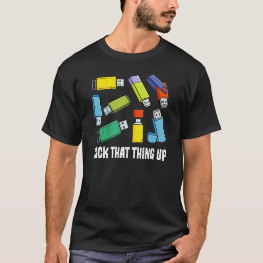 Back dat het ding up Computer Nerd USB Backup Data T-shirt (Voorkant)
