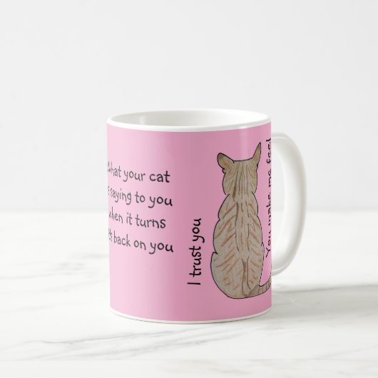 Back of Cat Light Pink Koffiemok (Voorkant rechts)