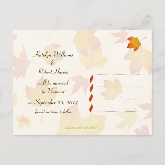 Back Road Herfst Save the Date Sjabloon Briefkaart (Achterkant)