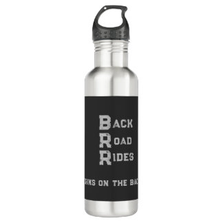 "Back Road Rides" Logo & Slogan Grijze belettering Waterfles