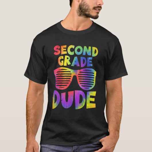 Back To School 2nd Second Grade Dude Tie Dye Sungl T-shirt (Voorkant)