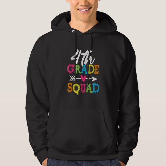 Back To School 4th Grade Squad Fourth Teacher Stud Hoodie (Voorkant)