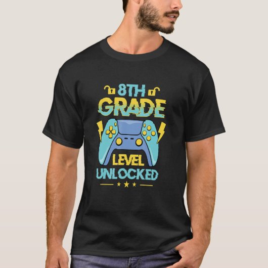 Back To School 8th Grade Level Unlocked Video Game T-shirt (Voorkant)