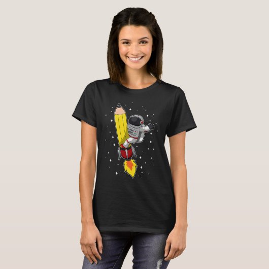Back To School Astronaut Pencil Rocket Space Funny T-shirt (Voorkant volledig)