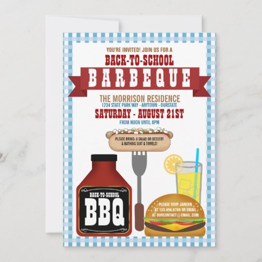 Back to School Barbeque Party Kaart (Voorkant)