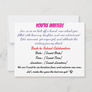 Back to School Bash Invitation