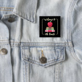 Back-to-School Boeken Apple Square Zwarte Button (In situ)