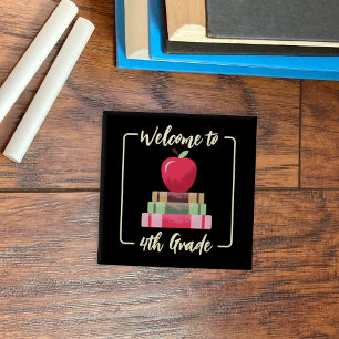 Back-to-School Boeken Apple Square Zwarte Button