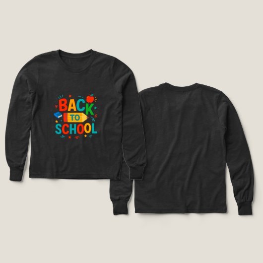 Back to School" Colorful Pencil & Apple Graphic (Motif recto et verso)
