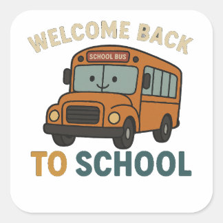 Back to School – Cute and Funny School  Vierkante Sticker