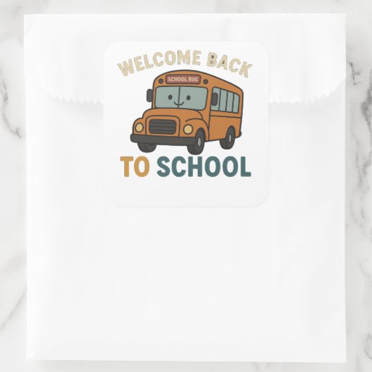 Back to School – Cute and Funny School  Vierkante Sticker (Tas)
