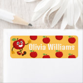 Back to School Cute Cartoon Fun Red Apple Etiket (Insitu)