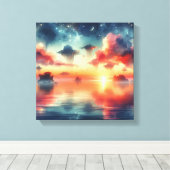 Back to School Dreamy Ocean Coral Glow Canvas Afdruk (Insitu (Houten vloer))