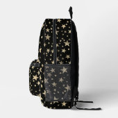 Back To School Faux Holographic Gold Stars Black Bedrukte Rugzak (Rechts)