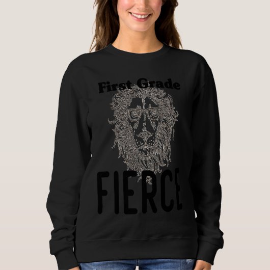 Back to School First Grade Fierce Lion funny cute  Trui (Voorkant)
