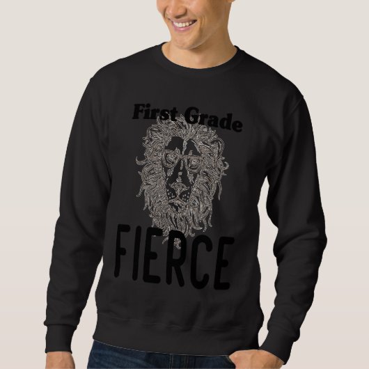 Back to School First Grade Fierce Lion funny cute  Trui (Voorkant)