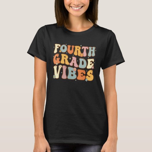 Back To School Fourth Grade Vibes Student Teacher T-shirt (Voorkant)