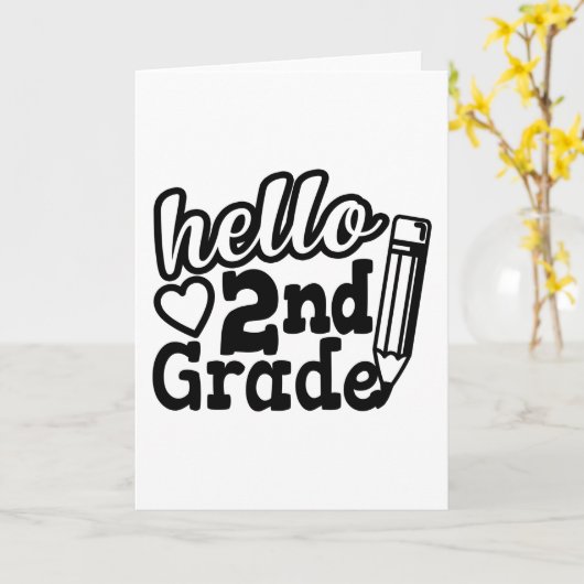 Back To School Gift - Hello Second (2nd) Grade Kid Kaart (Gele Bloem)