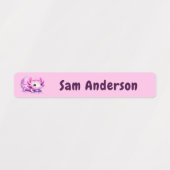 Back to School Girls Pink Axolotl Kids Name Labels (Design 1)