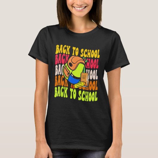 Back To School Happy First Day Of School Groovy Te T-shirt (Voorkant)